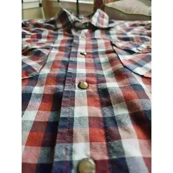 Wrangler Plaid Pearl Snap Button Down Men's Size Medium - Picture 10 of 12